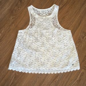 A&F lacy Gold and Cream blouse M